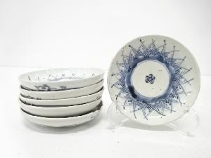 古伊万里　染付　草葉文　手塩皿　6客揃